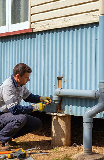 Plumber Fixing Drain Pipe